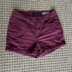 Berry colored high waisted booty shorts